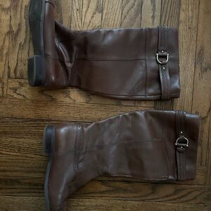 Tommy Hilfiger Brown Leather Boots with Patterned Lining